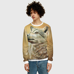 Свитшот мужской Спокойный волк, цвет: 3D-белый — фото 2