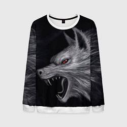 Свитшот мужской Агрессивный волк, цвет: 3D-белый