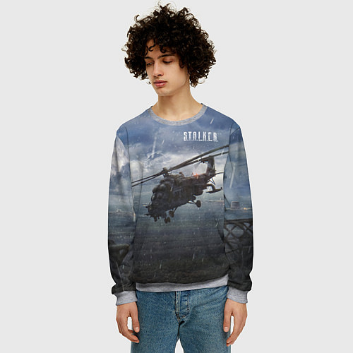Мужской свитшот STALKER Вертолёт Над Зоной / 3D-Меланж – фото 3