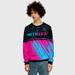 Свитшот мужской Metallica - neon gradient: символ сверху, цвет: 3D-черный — фото 2