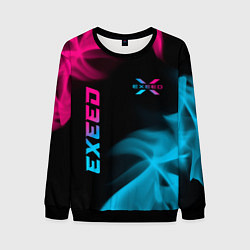 Мужской свитшот Exeed - neon gradient: символ и надпись вертикальн