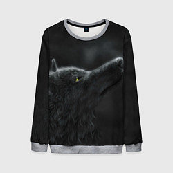 Свитшот мужской Черная волчица, цвет: 3D-меланж