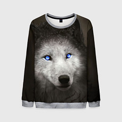 Свитшот мужской Волчица с голубыми глазами, цвет: 3D-меланж
