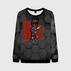 Свитшот мужской Граффитчик с балончиком краски, цвет: 3D-черный