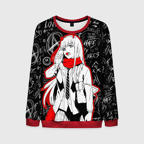 Мужской свитшот Zero two с чупачупсом - любимый во франксе / 3D-Красный – фото 1