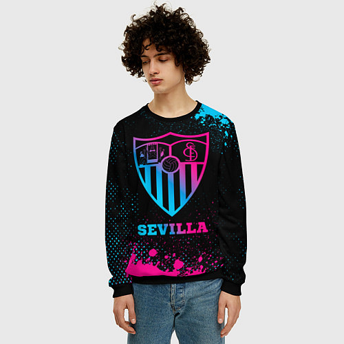 Мужской свитшот Sevilla - neon gradient / 3D-Черный – фото 3