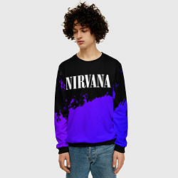 Свитшот мужской Nirvana purple grunge, цвет: 3D-черный — фото 2