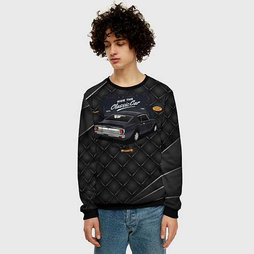 Мужской свитшот Ретро - автомобиль black / 3D-Черный – фото 3