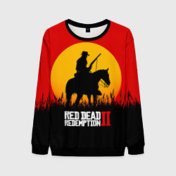 Свитшот мужской Red Dead Redemption 2 - закат, цвет: 3D-черный