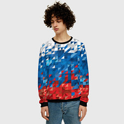 Свитшот мужской Полигональный флаг России!, цвет: 3D-черный — фото 2