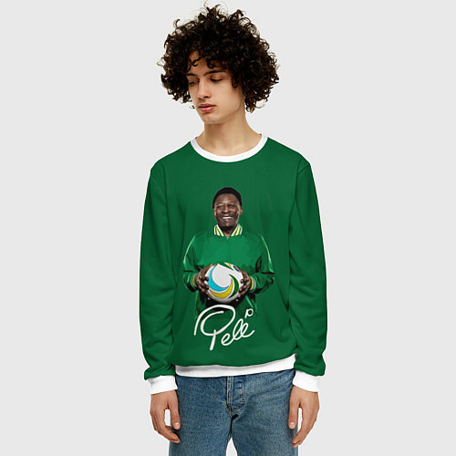 Мужской свитшот Пеле PELE легенда футбола / 3D-Белый – фото 3