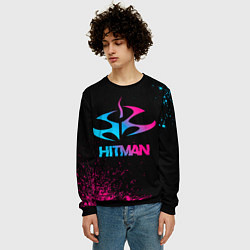 Свитшот мужской Hitman - neon gradient, цвет: 3D-черный — фото 2