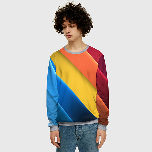 Мужской свитшот Радужные полоски / 3D-Меланж – фото 3