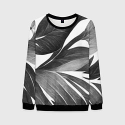 Свитшот мужской Чёрно-белый тропический вайб, цвет: 3D-черный