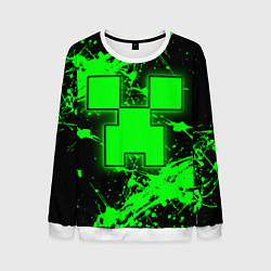 Свитшот мужской Minecraft neon green, цвет: 3D-белый