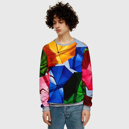 Мужской свитшот Разноцветные зонтики / 3D-Меланж – фото 3