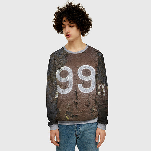 Мужской свитшот Номер 99 на ржавом металле / 3D-Меланж – фото 3