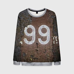 Свитшот мужской Номер 99 на ржавом металле, цвет: 3D-меланж