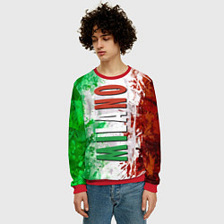 Свитшот мужской Флаг Италии - кляксы, цвет: 3D-красный — фото 2