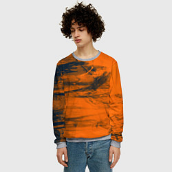 Свитшот мужской Абстрактная оранжевая поверхность и чёрные тени, цвет: 3D-меланж — фото 2