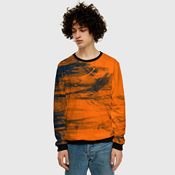 Свитшот мужской Абстрактная оранжевая поверхность и чёрные тени, цвет: 3D-черный — фото 2