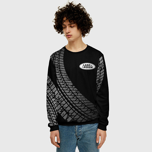 Мужской свитшот Land Rover tire tracks / 3D-Черный – фото 3