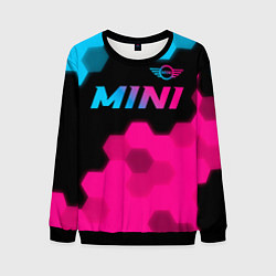 Свитшот мужской Mini - neon gradient: символ сверху, цвет: 3D-черный