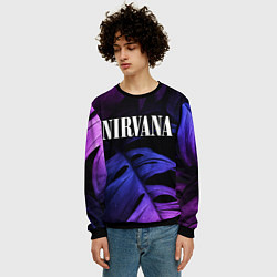Свитшот мужской Nirvana neon monstera, цвет: 3D-черный — фото 2