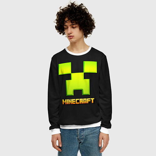 Мужской свитшот Minecraft: neon logo / 3D-Белый – фото 3