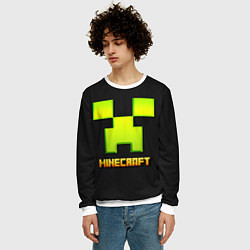 Свитшот мужской Minecraft: neon logo, цвет: 3D-белый — фото 2