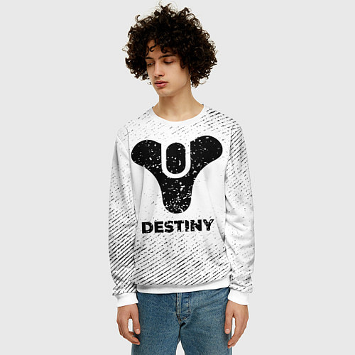Мужской свитшот Destiny с потертостями на светлом фоне / 3D-Белый – фото 3
