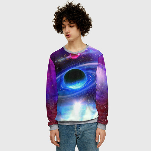 Мужской свитшот Центр галактики / 3D-Меланж – фото 3