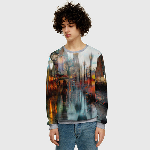 Мужской свитшот В Питере дождь / 3D-Меланж – фото 3