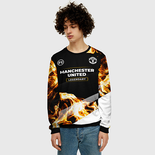 Мужской свитшот Manchester United legendary sport fire / 3D-Черный – фото 3