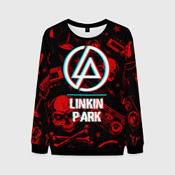 Свитшот мужской Linkin Park rock glitch, цвет: 3D-черный