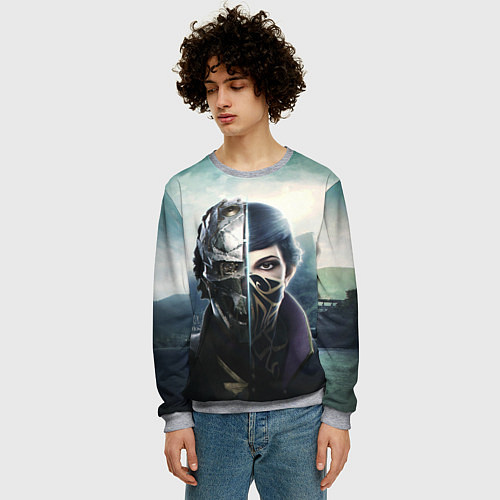 Мужской свитшот Dishonored - Эмили Колдуин / 3D-Меланж – фото 3