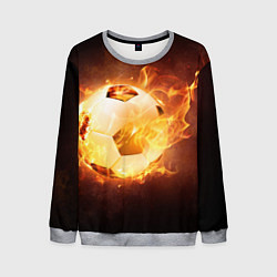 Свитшот мужской Футбольный мяч огонь, цвет: 3D-меланж