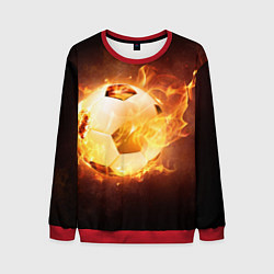 Свитшот мужской Футбольный мяч огонь, цвет: 3D-красный