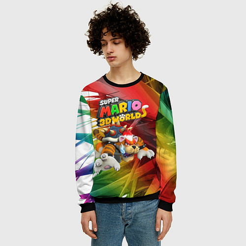 Мужской свитшот Tiger-Bowser - Super Mario 3D World / 3D-Черный – фото 3