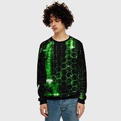 Свитшот мужской Зелёный программный код, цвет: 3D-черный — фото 2