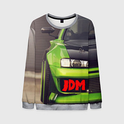 Свитшот мужской JDM машина зеленая тюнингованная, цвет: 3D-меланж
