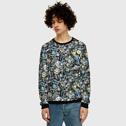 Свитшот мужской Космонавт, ракета и планета, цвет: 3D-черный — фото 2