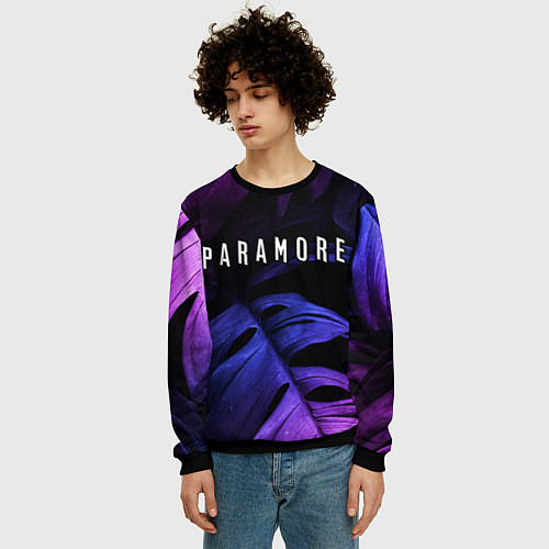 Мужской свитшот Paramore neon monstera / 3D-Черный – фото 3
