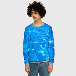 Свитшот мужской Абстрактные волны бассейна - текстура, цвет: 3D-меланж — фото 2