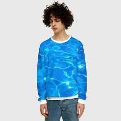 Свитшот мужской Абстрактные волны бассейна - текстура, цвет: 3D-белый — фото 2
