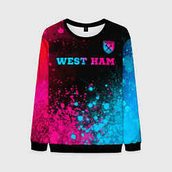 Свитшот мужской West Ham - neon gradient: символ сверху, цвет: 3D-черный