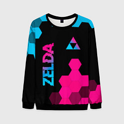 Мужской свитшот Zelda - neon gradient: надпись, символ