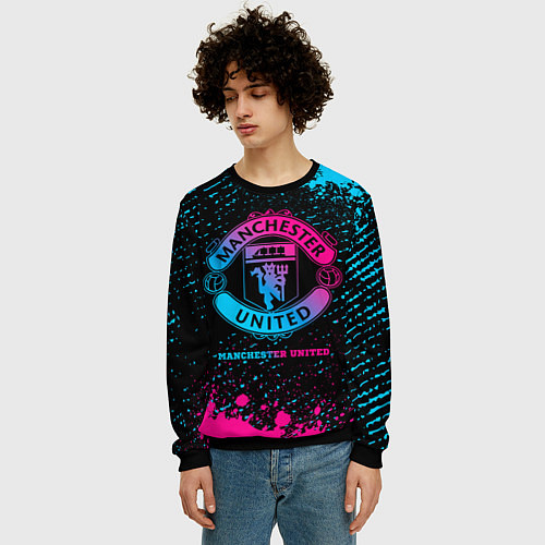 Мужской свитшот Manchester United - neon gradient / 3D-Черный – фото 3