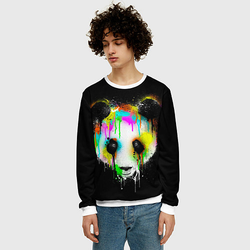 Мужской свитшот Панда в краске / 3D-Белый – фото 3