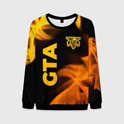 Мужской свитшот GTA - gold gradient: надпись, символ